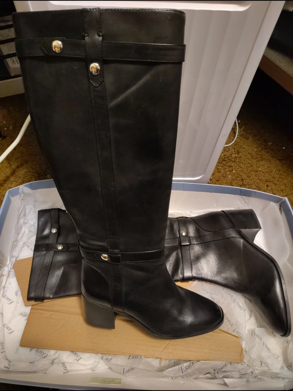 Essex Lane Black Over-the-Knee Faux Leather Boots
